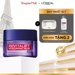 Kem dưỡng ban đêm ngừa rãnh nhăn nông, chống lão hóa Revitalift HA Line Plumping Dream Cream L'Oréal Paris 50ml