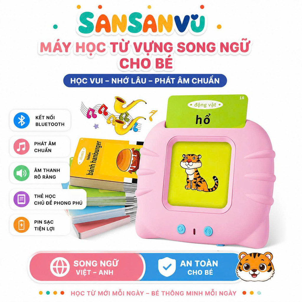 Máy Đọc Thẻ Tiếng Anh, Máy đọc thẻ Flashcard Song Ngữ Anh _ tiếng anh giáo dục sớm cho bé Sansanvu