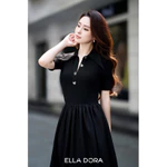 Đầm sơ mi nữ ELLA DORA 4 cúc đồng form ôm dáng dài thanh lịch công sở dễ mặc đi làm đi chơi [D249] — ảnh 3