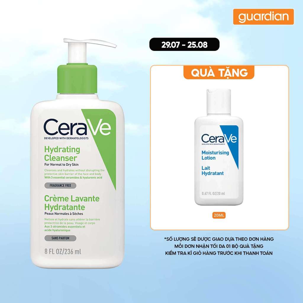 Sữa Rửa Mặt CeraVe Hydrating Cleanser Giúp Làm Sạch Và Cấp Ẩm Dành Cho Da Thường Và Da Khô 236ml