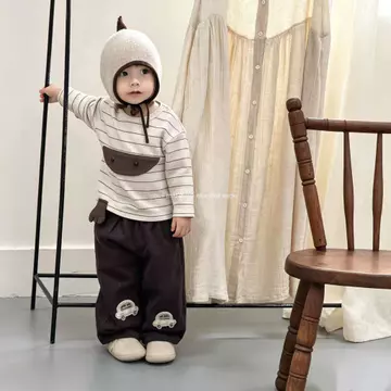 Quần áo trẻ em Áo thun dài tay thu đông + Quần thường ngày ~ Áo sơ mi đáy trẻ em + Quần thẳng Bộ đồ hai mảnh Quần áo trẻ em
