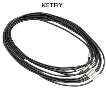 Vòng cổ dây da KETFIY, Vòng cổ dây bện 45cm màu đen, Mặt dây chuyền DIY chống nước cổ điển có khóa Dây chuyền dây chuyền dây chuyền nam nữ