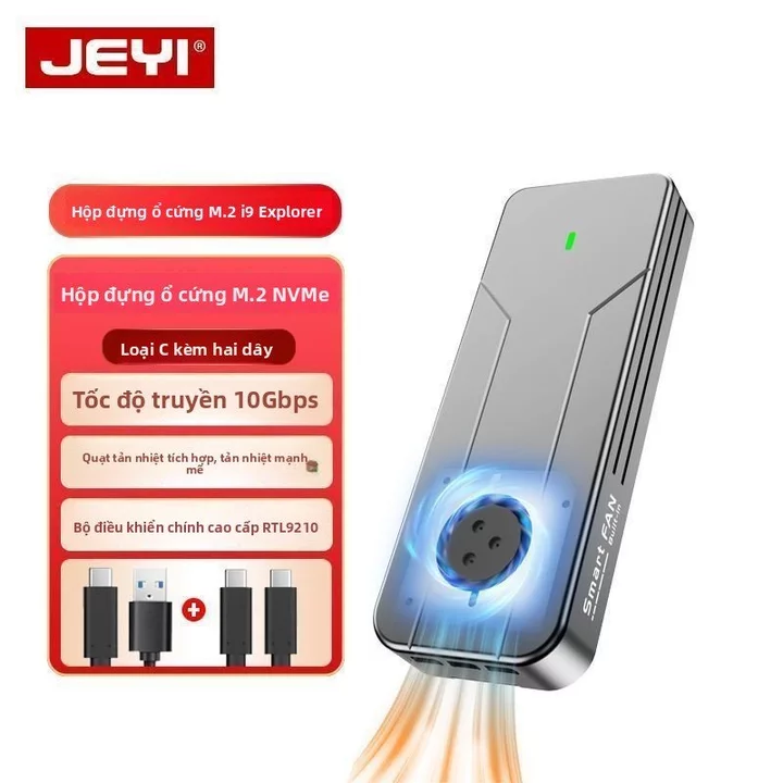 Hộp SSD JEYI m.2 NVMe/SATA hai giao thức Type-C gắn ngoài laptop SSD nhôm nguyên khối
