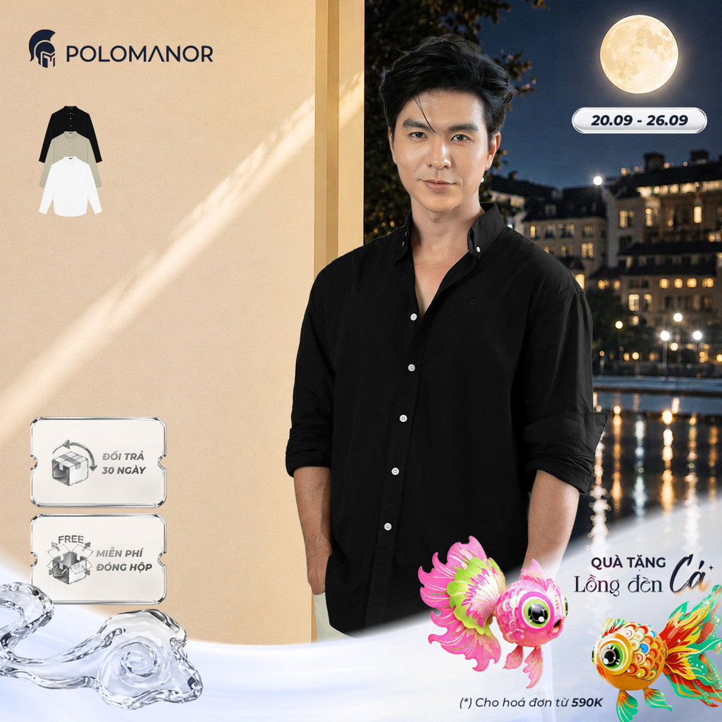 [GIÁ CHỈ CÓ TRÊN LIVE] [DEAL LỄ TRUNG THU] Áo sơ mi nam tay dài POPLIN, BST QUIET STRENGTH cao cấp - POLOMANOR
