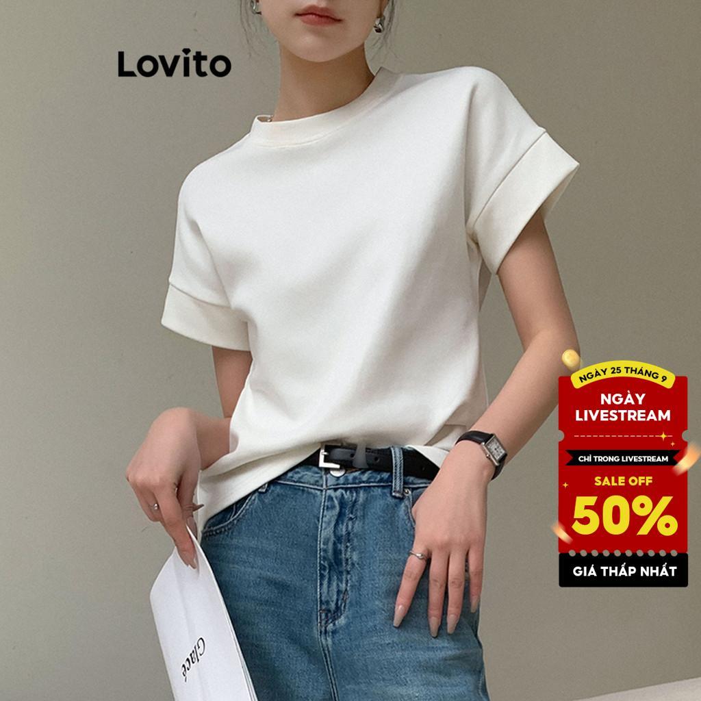 Lovito Phong cách thường ngày Áo thun thông thường Áo thun buộc tương phản mùa hè dành cho nữ LNE40575 (Nhiều màu)