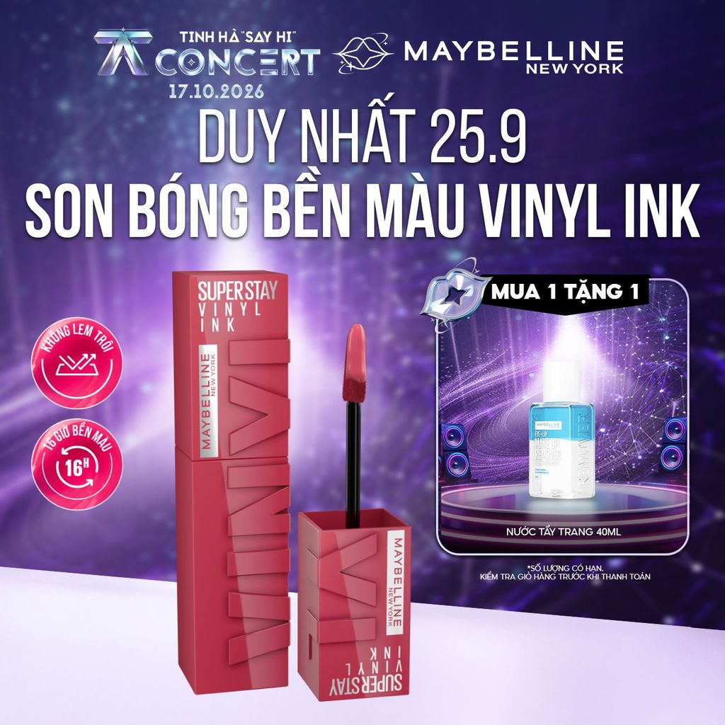 Son Bóng Bền Màu Nhẹ Môi Superstay Vinyl Ink Maybelline New York 4.2ml