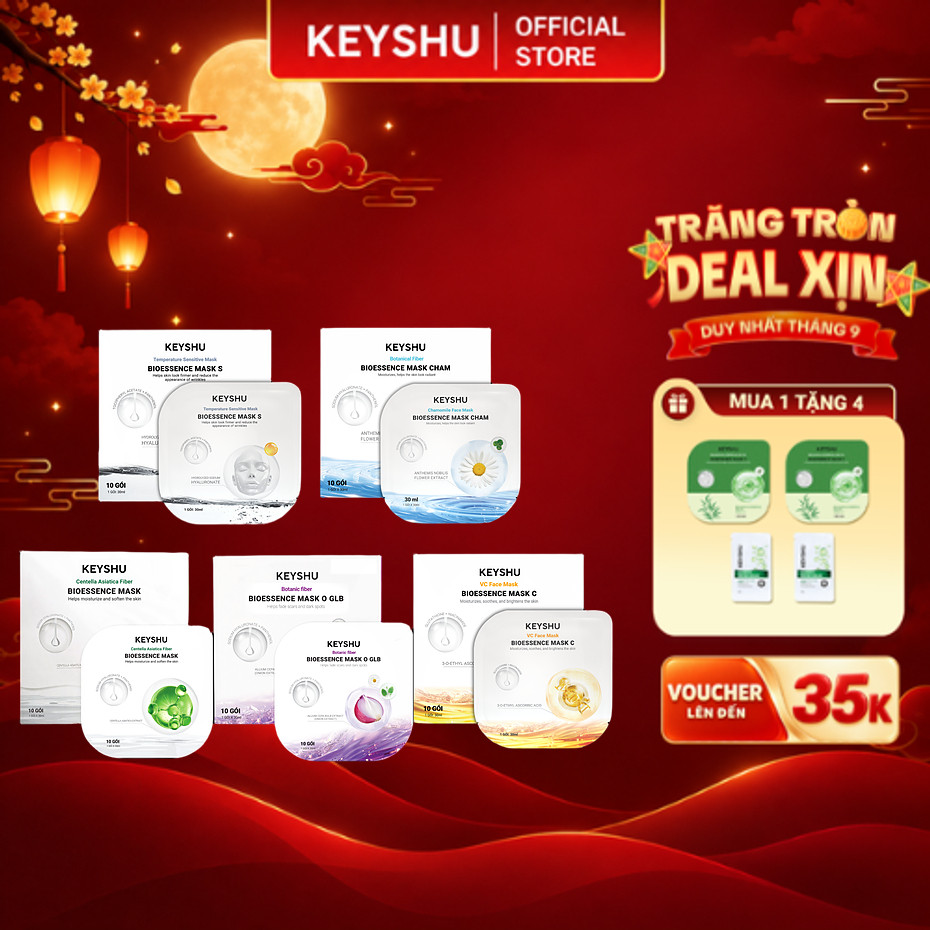 [TẶNG 2 MIẾNG] 1 Hộp Mặt Nạ KEYSHU 30ML Dưỡng Ẩm, Làm Mềm Da, Hỗ Trợ Ngăn Ngừa Lão Hóa, Đều Màu Da
