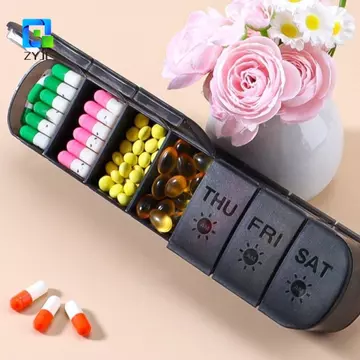 Hộp đựng thuốc Vitamin ZYJC, Hộp đựng thuốc hai lớp Hộp đựng thuốc hàng tuần Hộp đựng máy tính bảng, Hộp đựng thuốc chống rò rỉ 14 lưới di động 7 ngày cho bé trai / bé gái