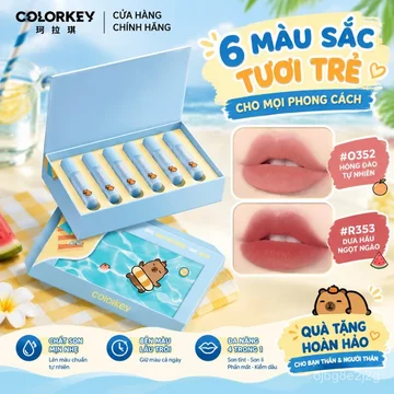 Son kem Colorkey mờ lì set trang điểm mắt phấn má hộp quà tặng sang đẹp