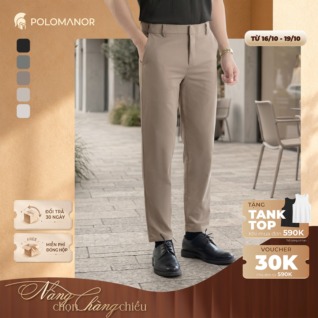 [BEST SELLER] Quần dài kaki nam SD, chất liệu Kaki gân Hàn Quốc chuẩn form tôn dáng sang trọng - POLOMANOR