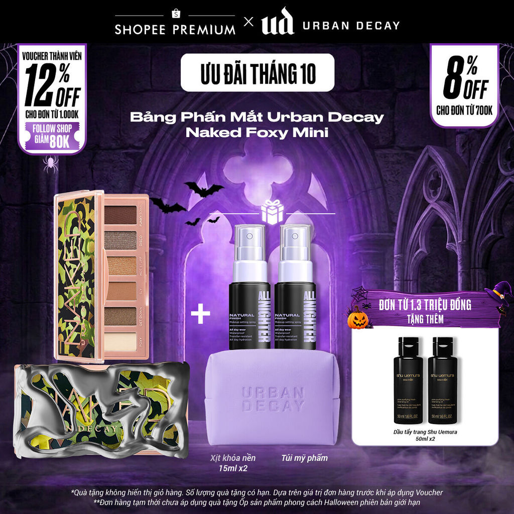Bảng Phấn Mắt Urban Decay Naked Foxy Mini | 6 Tông Màu Xanh Rêu Khói - Thuần Chay, Bền Màu 12H