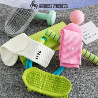 Onetimingfine Đơn Giản Màu Trơn Giữa Bắp Chân Tất Tập Yoga Pilates Tất Silicon Chống Trơn Trượt Thể Dục Trong Nhà Khiêu Vũ Tập Gymnastic Tất VN