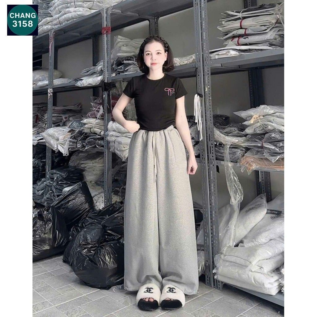 sét bộ quần da cá ống rộng trơn + mix áo croptop trơn tăm