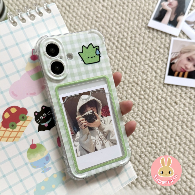 Lưới Hoa Cỏ Đựng Thẻ Ốp lưng Cho iPhone 17 Air 16 15 14 13 12 Mini 11 Pro XR XS Max X SE3 SE2 8 7 6 Plus Phim Hoạt Hình Dễ Thương Nơi Chụp Ảnh Ốp Lưng Mềm Trong Suốt