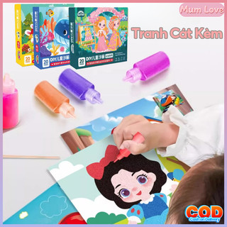 Bộ 20 Tranh Cát Kèm 12 Lọ Màu Cùng Khay Đựng,Vẽ Tranh Thủ Công DIY,Vật Liệu An Toàn,Quà Sinh Nhật Cho Cô Gái