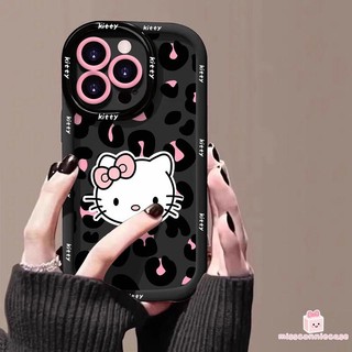 Ốp Lưng Cho Iphone 7Plus 15 14 11 16 13 12 Pro Max 15 14 7 16 8 Plus XS XR X Max Sweet Cool Leopard In Hình Dễ Thương Hello Kitty Cream Puff Soft Cover