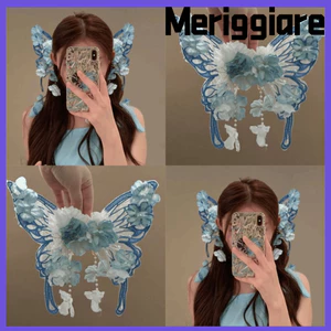 MERIGGIARE 2 Cái / bộ Kẹp Tóc Bướm Truyện Cổ Tích, Kẹp Tóc Thanh Lịch Phong Cách Cổ Đại, Kẹp Tóc Tua Rua Tạo Kiểu Cực Lớn Thanh Lịch Dành Cho Nữ Bé Gái