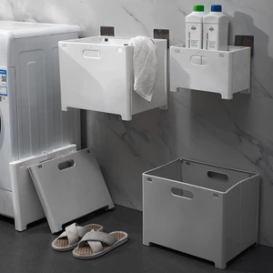 Giỏ đựng quần áo bẩn đa chức năng treo tường, Giỏ đựng đồ chống nước trong phòng tắm, Nhãn dán chống đánh dấu không để lại dấu vết, tiết kiệm không gian có thể gập lại