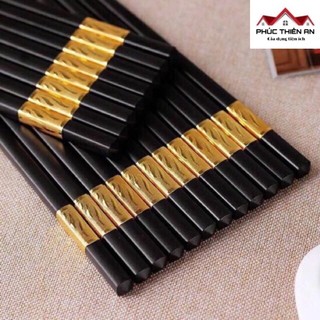 [Hộp 10 đôi] Đũa hợp kim mạ vàng cao cấp - siêu bền, an toàn cho sức khỏe