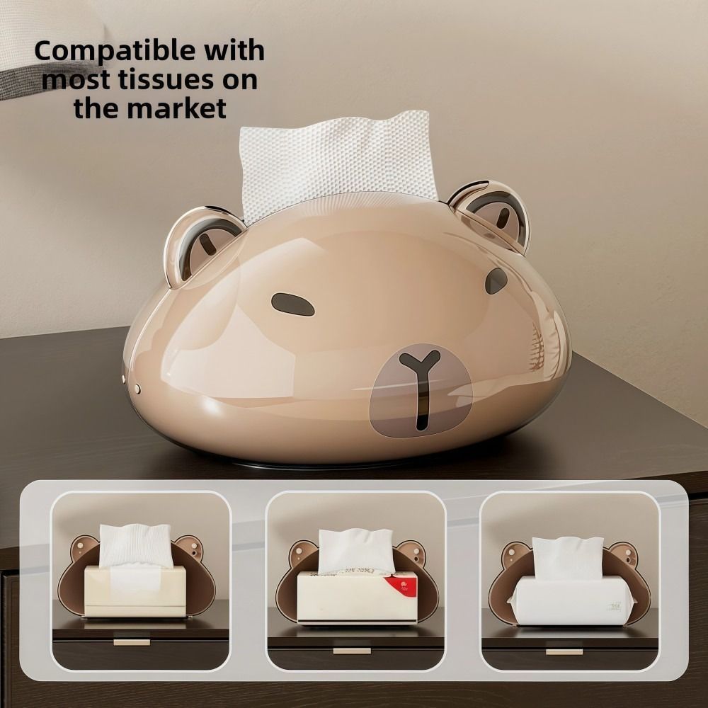 Hộp đựng khăn giấy Capybara CHEESELY, Hộp đựng khăn giấy từ tính chiết xuất, Phim hoạt hình dễ thương Dung tích lớn Hộp giấy vệ sinh mịn màng Trang trí nội thất