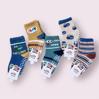 B30 (1-9tuổi) Sét 5 đôi tất chống trơn cổ cao hình cá sấu xanh  PLay size cho bé 1-9tuổi