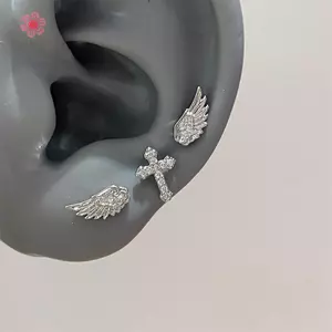 MJnmc Vintage Cặp Đôi Sáng Tạo Thiên Thần Bông Tai Nữ Punk Đinh Trang Sức Sinh Nhật Quà Tặng Mới