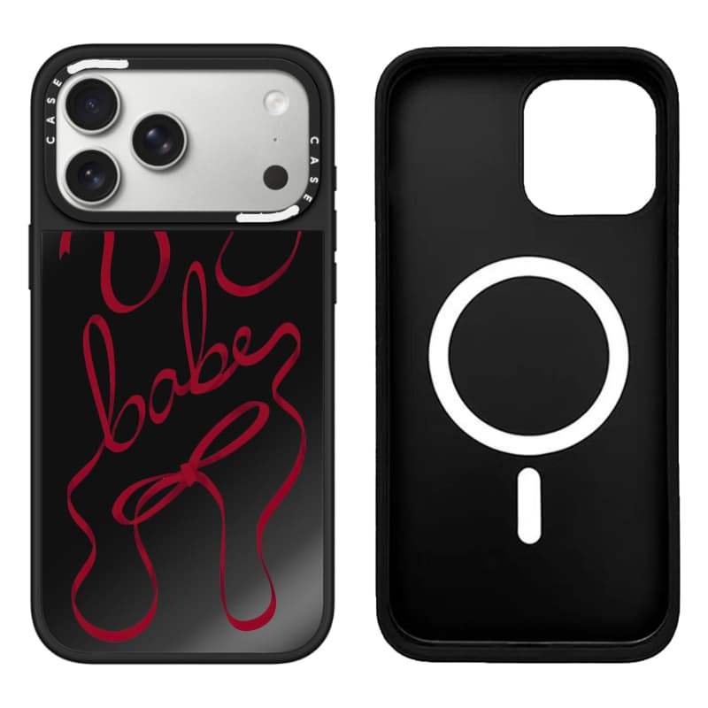 CASECASE X Baby Case Black & Sliver Mirror Vỏ iPhone hút từ tính cho iPhone 17 Air 16 15 14 13 12 Pro Max Plus Ốp lưng cứng có hộp khắc logo