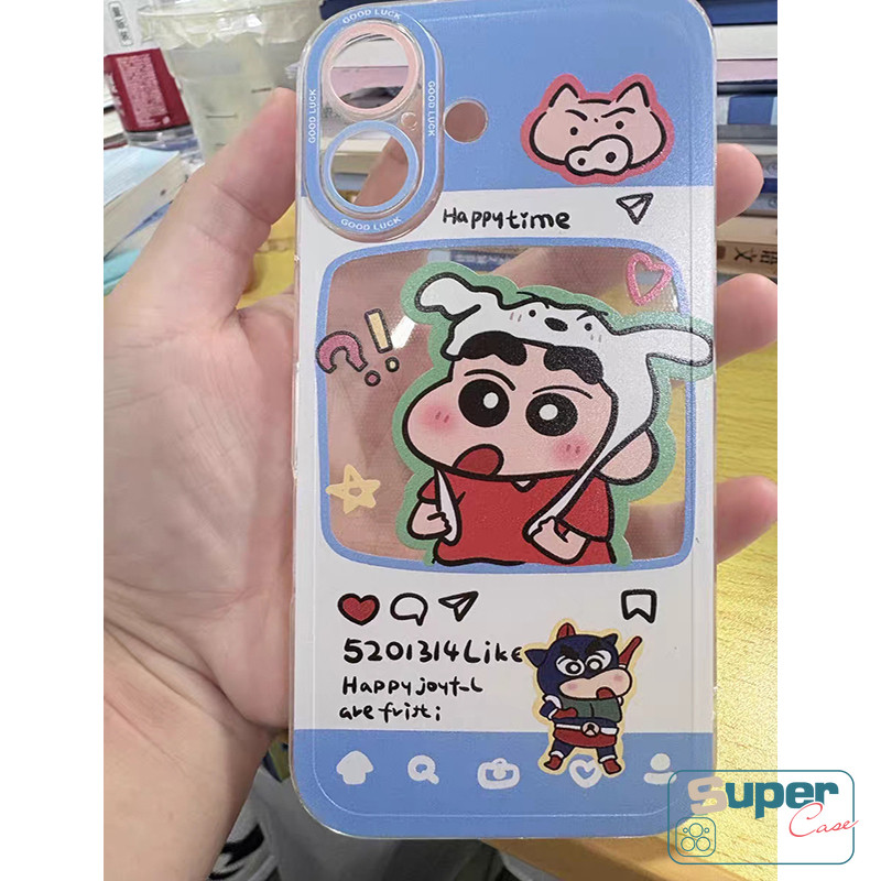 Ốp Lưng Tương Thích Cho IPhone 13 17 11 15 16 12 14 Pro Max X XS Max 7 8 Plus XR SE 2020 Cặp Đôi Dễ Thương Crayon Shin-chan Bìa Mềm