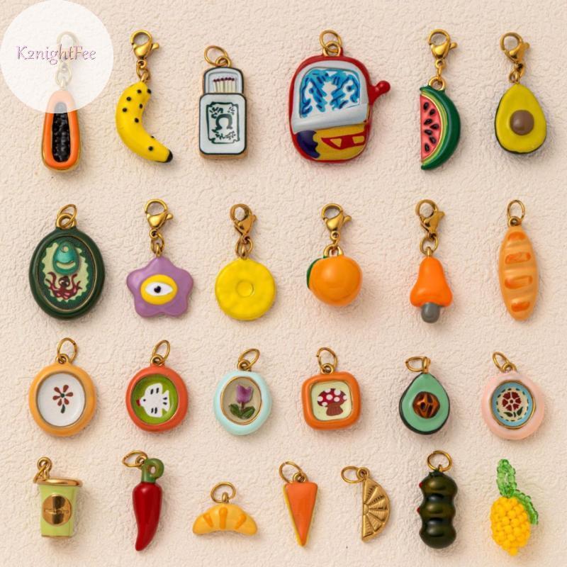 Mặt dây chuyền handmade cho nam, thiết kế trái cây nhiều màu sắc, làm từ thép không gỉ