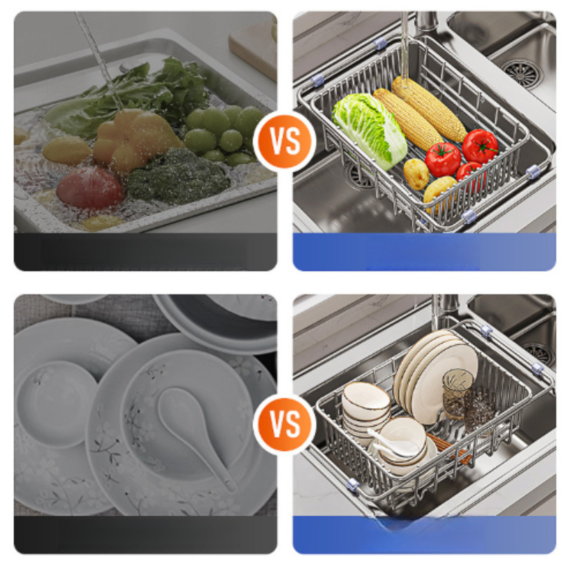 Rổ úp bát inox gác bồn rửa,Cho Chén Bát Đĩa, Úp Chén & Ráo Nước  kệ úp bát thu gọn