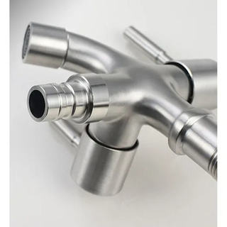 Vòi Dôi Inox 304 Đen Cao Cấp – Một Vào Hai Ra Cho Máy Giặt