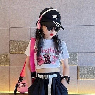 ÁO Thun NgắN Tay MớI Cho Bé GáI ThiếT Kế HàN QuốC Phong CáCh HọC ViệN áO áO Croptop Cho Bé GáI