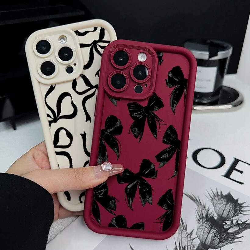Tương thích với Honor 400 Pro 200Smart 200 400 Lite X6C X9D X7D X7B 90 Lite Magic 5 4 Pro 7 Lite Vỏ mềm silicon buộc nơ đen thời trang