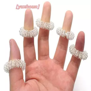 10 Chiếc Nhẫn Massage Ngón Tay Bằng Thép Không Gỉ Vòng Châm Cứu Trị Liệu Thư Giãn Máu