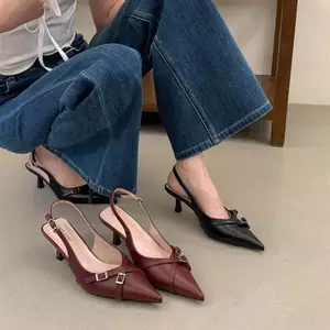 TT Mùa Hè 2026 Phong Cách Mới Thời Trang Phù Hợp Với Mũi Nhọn Lưng Rỗng Dây Đeo Chữ Thập Cao Gót
