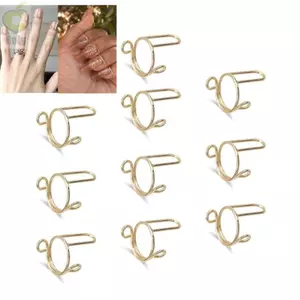 Nhẫn Móng Tay ROLY, Nhẫn Móng Tay Đầu Ngón Tay Màu Vàng Nhân Quả, Màu Bạc Có Thể Tái Sử Dụng Dễ Dàng Phalanx Nhẫn Nữ Bé Gái