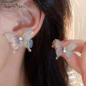 AqToCna Nhiều Màu Sắc Cổ Tích Stereo Bướm Bông Tai Dành Cho Nữ Mini Dễ Thương Không Gây Dị Ứng Bướm Tinh Tế Cao Cấp Bông Tai Dự Tiệc Trang Sức AqToCna