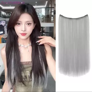 JUNYUE88US Bộ tóc giả nhuộm đa năng, Tổng hợp 4 kẹp kiểu tóc thẳng dài, Kẹp tóc giả trong bộ tóc liền mạch tự nhiên Bộ tóc giả màu sử dụng hàng ngày
