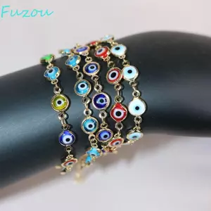 Vòng đeo tay mắt ác FUZOU Thổ Nhĩ Kỳ, Vòng tay mắt ác may mắn có thể điều chỉnh đầy màu sắc, Vòng tay đơn giản Dây chuyền kim loại giàu có Vòng đeo tay mắt ác màu xanh cho nam giới