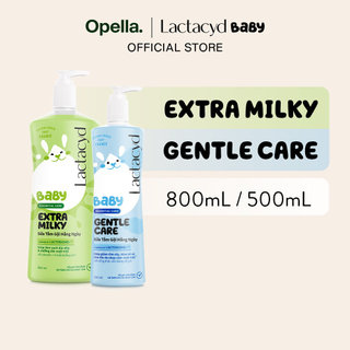 Bộ Sữa Tắm Gội Trẻ Em Lactacyd Baby Extra Milky Size Jumbo 800ml + Chai Sữa Tắm Gội Trẻ Em Gentle Care 500ml