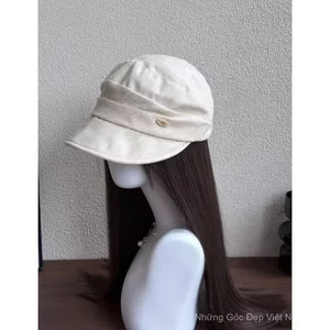 Xuân Hè Vải Lanh Mỏng Mặt Mũ Pony Xếp Ly Nữ Nhỏ Mùa Hè Mũ Chống Nắng Thoáng Khí Làm Mới Mũ Nồi