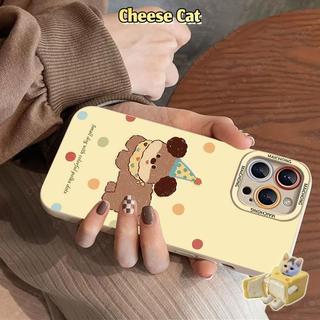Ốp điện thoại hình chú chó con dễ thương chấm đầy màu sắc có dây buộc cho iPhone 13 14 11 12 15 16 17 Pro Max XR 7Plus