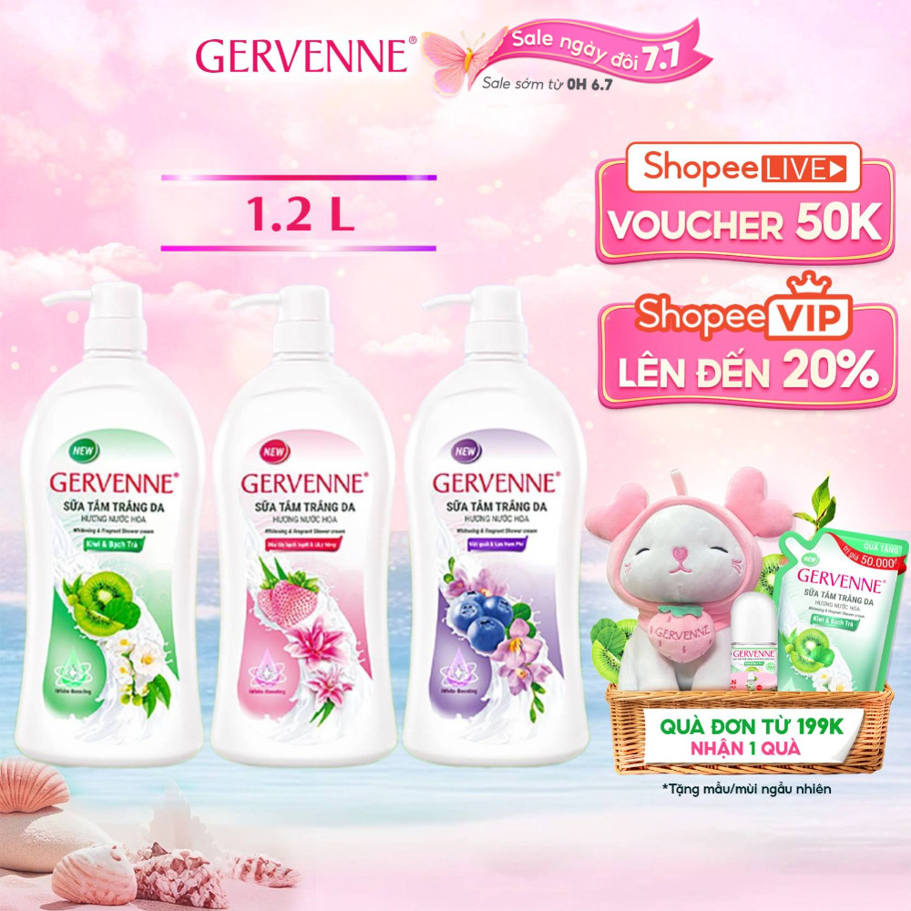 Sữa tắm trắng da hương nước hoa Gervenne 1.2L (3 mùi)