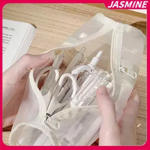 JASMINE Lưới Kép Cọ Trang Điểm Túi Bảo Quản Bàn Chải Di Động Hộp Đựng Bàn Chải Dung Tích Lớn Đơn Giản Buet Giá Đỡ Du Lịch Đứng Lên Túi JASMINE