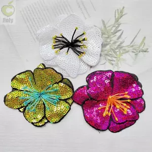Hoa Hồng Đính, Kim Sa Lấp Lánh Nhiều Màu Sắc Hạt Handmade May Trên Miếng Dán, Thời Trang Kích Thước Lớn Một Lớp DIY Sửa Chữa Lỗ Đính Chất Liệu Phụ Trợ