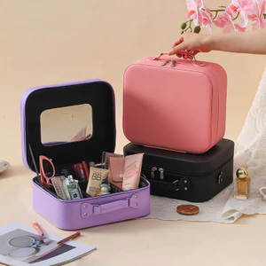 2025 Phong Cách Mới Đơn Giản Túi Đựng Mỹ Phẩm Có Gương Lớn Ánh Sáng Sang Trọng Hộp Bảo Quản Di Động Dung Tích Lớn Túi Di Động 2FD1
