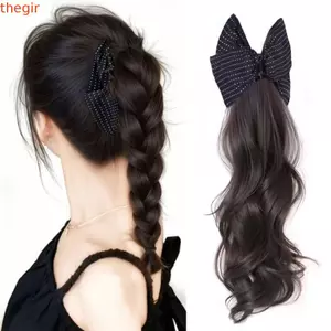 THEGIRL8B Tam Giác Móng Vuốt Kẹp Tóc Giả Đuôi Ngựa, Tổng Hợp Thanh Lịch Chấm Bi Đuôi Ngựa Đuôi Tóc, Hợp Thời Trang Với Kẹp Kẹp Lông Tơ Giả Dài Sóng Xếp Lớp Đuôi Ngựa Sử Dụng Hàng Ngày