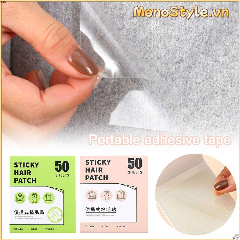 MONOSTYLE 50 Tờ Tẩy Lót Quần Áo, Miếng Dán Tóc Dính Di Động Có Thể Xé, Tẩy Lông Thú Cưng Mini Dính Note Băng Tự Dính