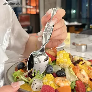 Ziyulinyuk Thìa Inox Nĩa Trẻ Em Thìa Trái Cây Nĩa Sáng Tạo Hoạt Hình Gấu Nĩa Ăn Thìa Cho Bé Thìa Canh VN