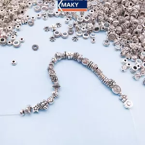 MAKY 30 Cái / lốc Cổ Màu Bạc Rỗng Bóng Kim Loại Hạt Miếng Đệm Hạt Trang Sức Làm DIY Vòng Tay Nekclace VN